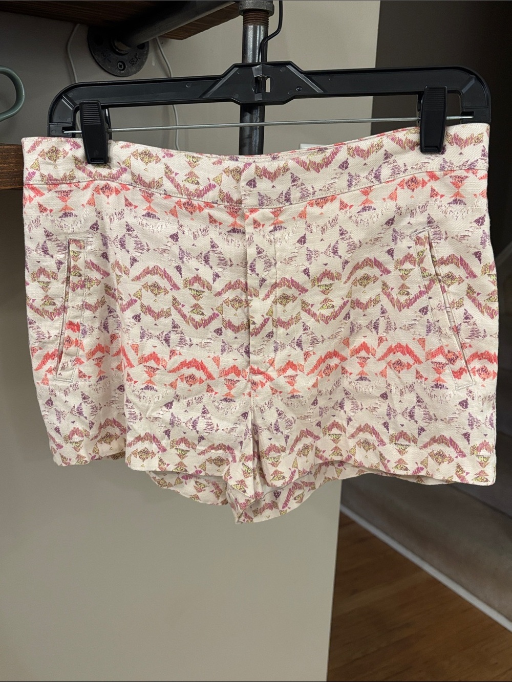 Free People Linen Blend Aztec Print Shorts Size 4 Boho Festival